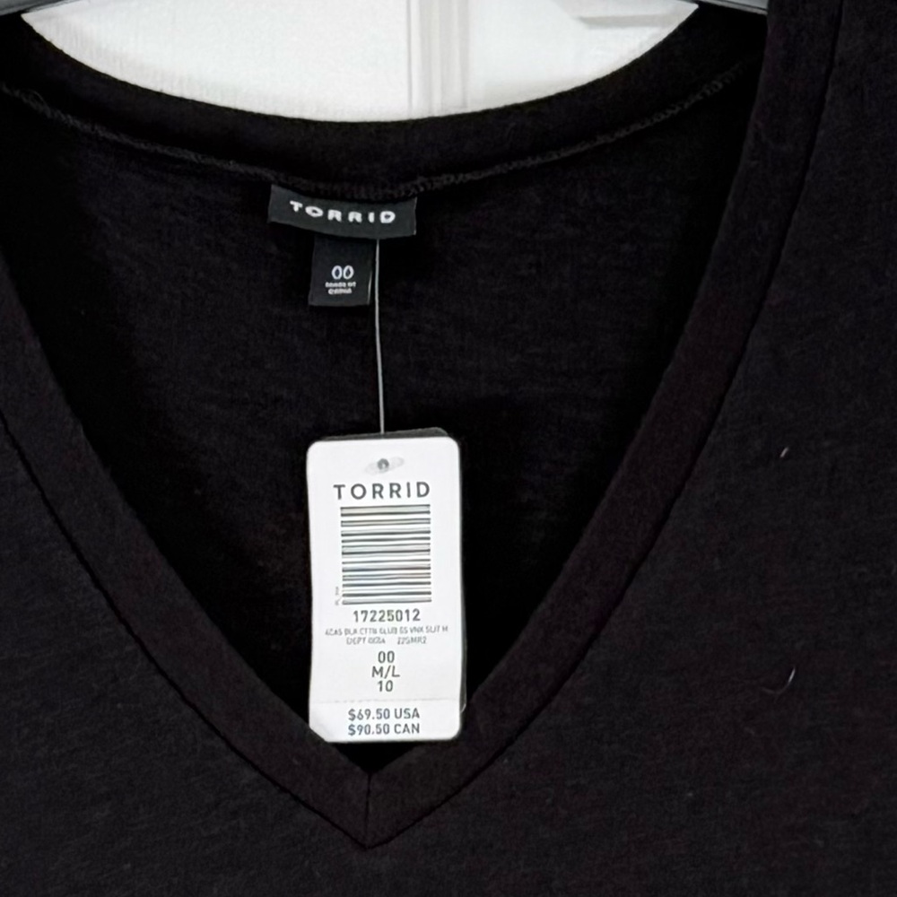 NWT Torrid Black V-Neck Slub Knit Midi Cotton T-Shirt Dress Size Medium (10) - Picture 6 of 9